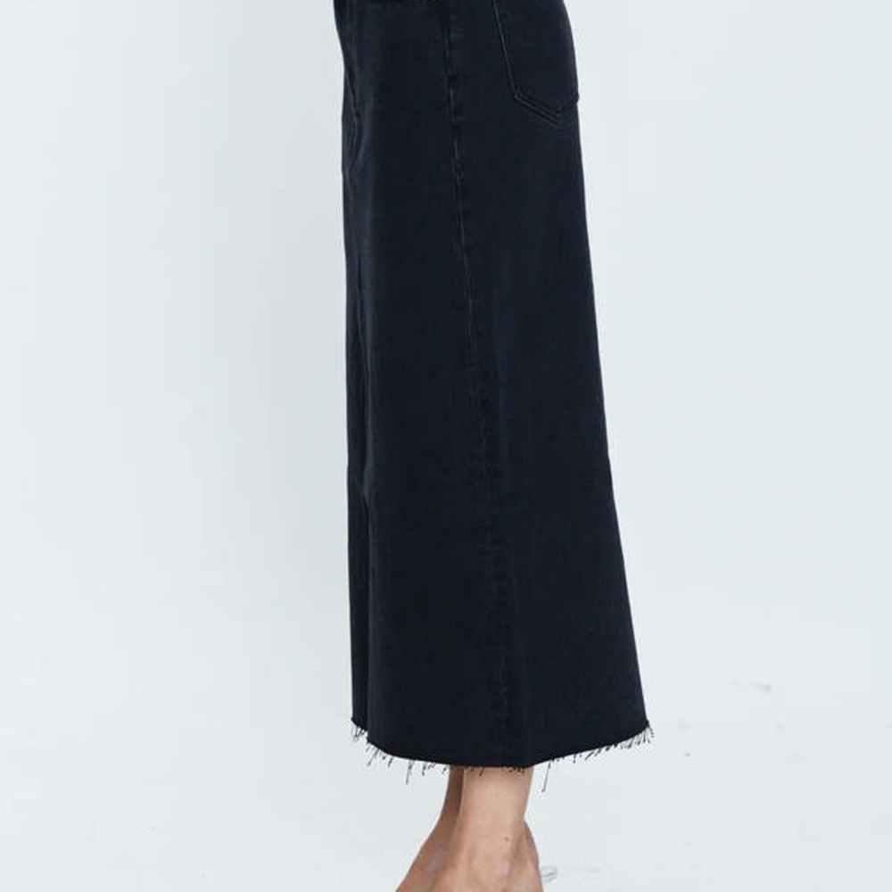 PISTOLA ALICE DENIM MIDI 100% COTTON SKIRT UNDERGROUND WASH BLACK 24 - Picture 3 of 10